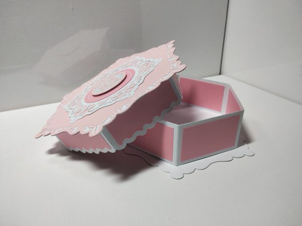 Hexagon Gift Box (pink & white) - Image 4