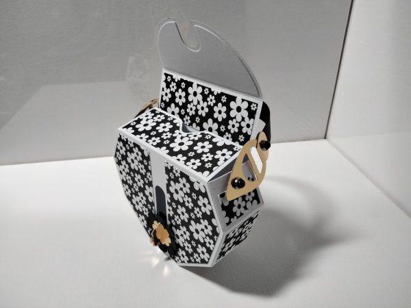 Handbag Gift Bag (black & white floral) - Image 4