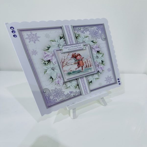 Handmade 3D decoupage Christmas Card Cute Little Girl - Image 2