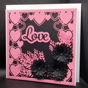 Valentine / Anniversary Card (black flowers)