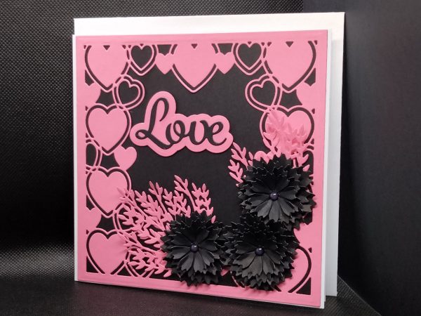 Valentine / Anniversary Card (black flowers)
