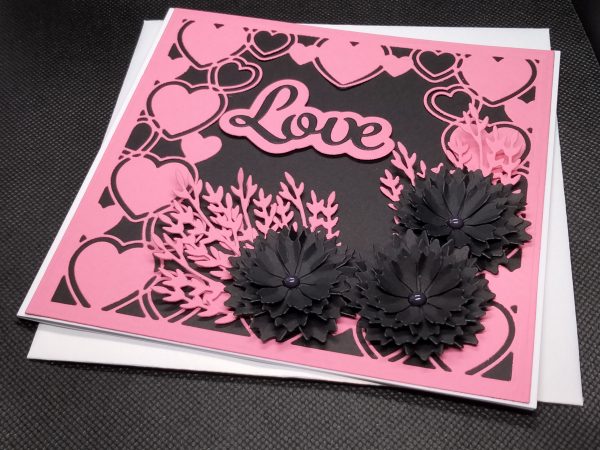 Valentine / Anniversary Card (black flowers) - Image 3