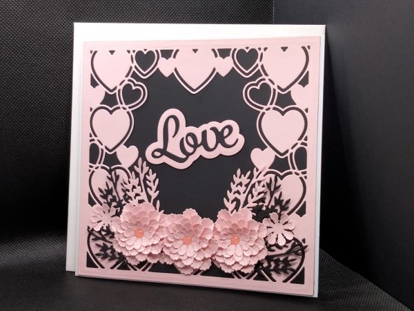 Valentine / Anniversary Card (black & light pink) - Image 2
