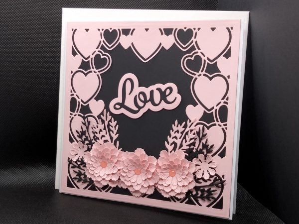 Valentine / Anniversary Card (black & light pink)