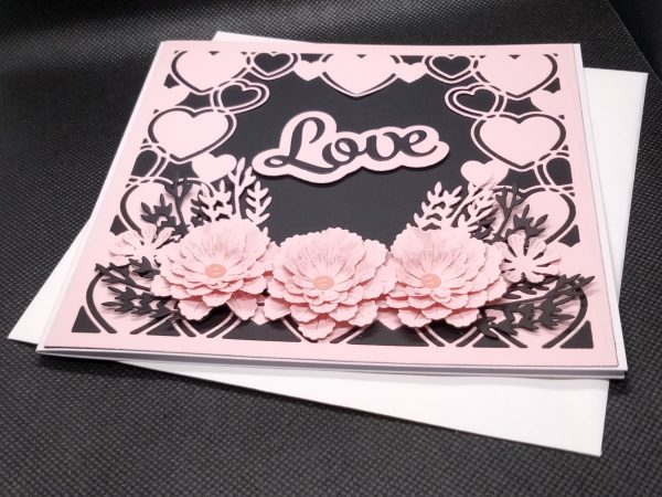 Valentine / Anniversary Card (black & light pink) - Image 3