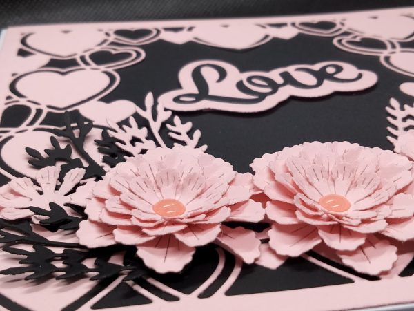 Valentine / Anniversary Card (black & light pink) - Image 4