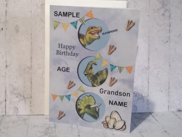Dinosaur - Happy Birthday Card  ( Choice of Personalisation )