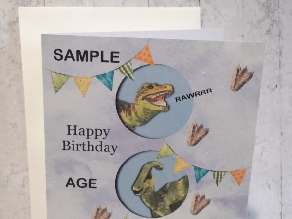 Dinosaur - Happy Birthday Card  ( Choice of Personalisation ) - Image 3