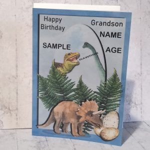 Dinosaur - Happy Birthday Card  (Choice of Personalisation )