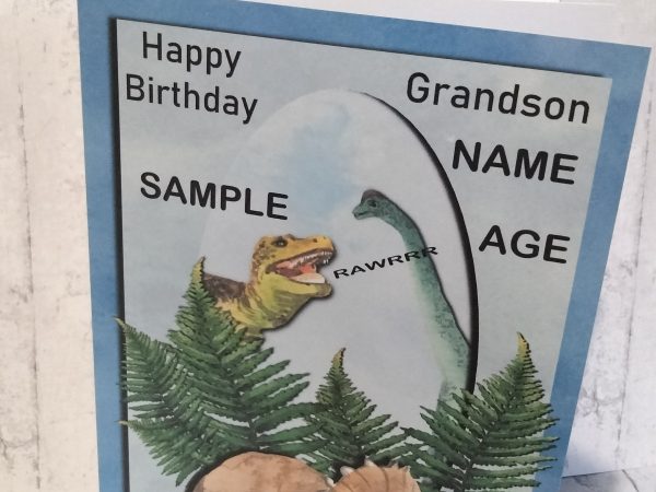 Dinosaur - Happy Birthday Card  (Choice of Personalisation ) - Image 3