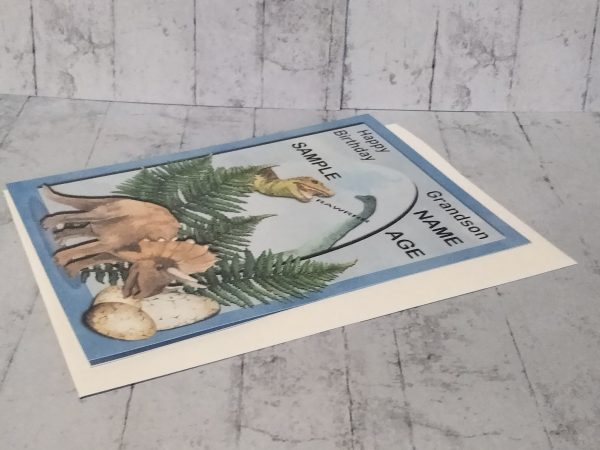 Dinosaur - Happy Birthday Card  (Choice of Personalisation ) - Image 2