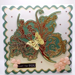 A lovely gold and green die cut card