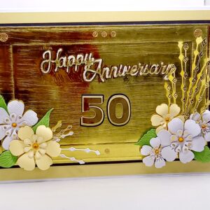 A landscape A5 size Golden wedding anniversary card