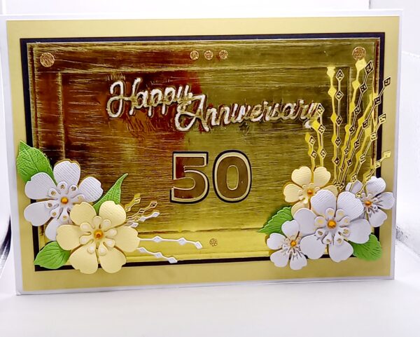 A landscape A5 size Golden wedding anniversary card