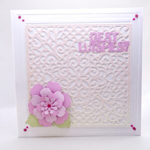 A very intricate filigree die cut any occasion card