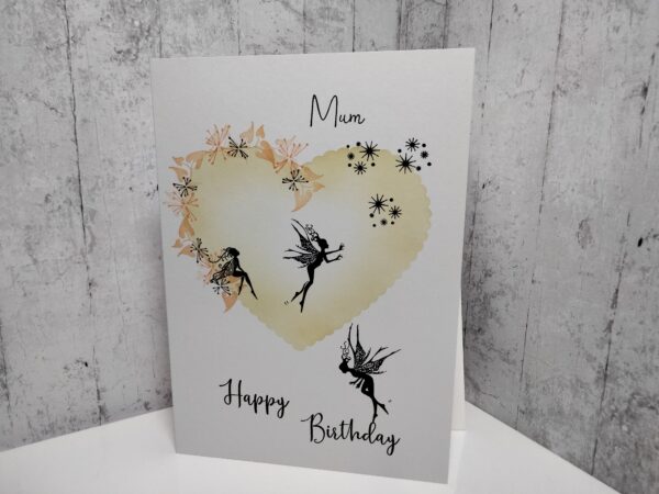 Mum Fairy Birthday Card ( orange heart ) - Image 2