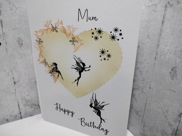 Mum Fairy Birthday Card ( orange heart ) - Image 3