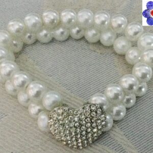 Pearl crystal heart bracelet