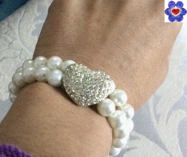 Pearl crystal heart bracelet - Image 3