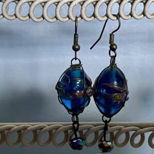 Lampwork wire wrapped earrings