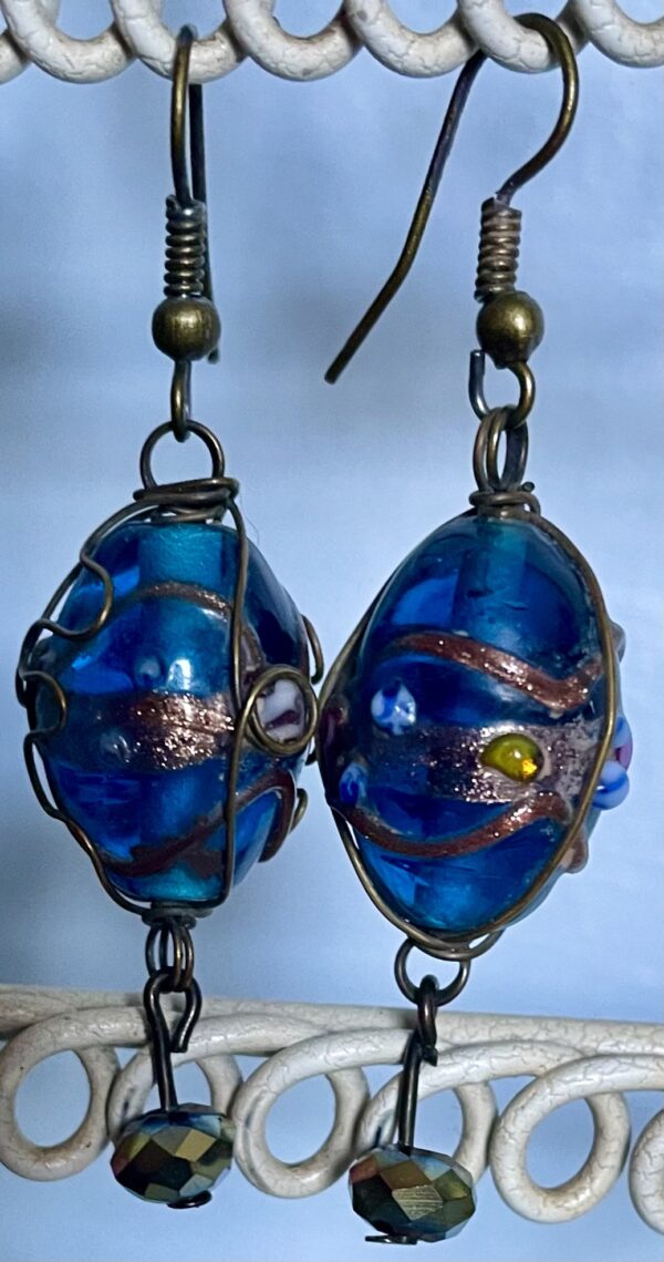Lampwork wire wrapped earrings - Image 3