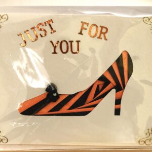 black and orange shoe iris folding card