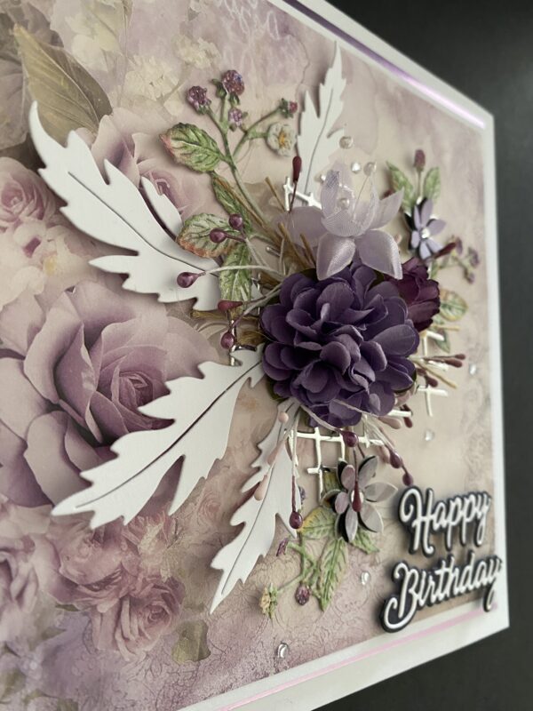 Floral Birthday card - Lilac/Purple - Image 3