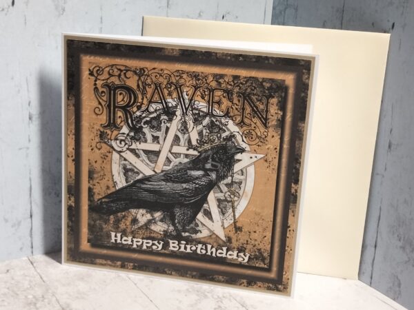 Raven (Brown) Happy Birthday Card