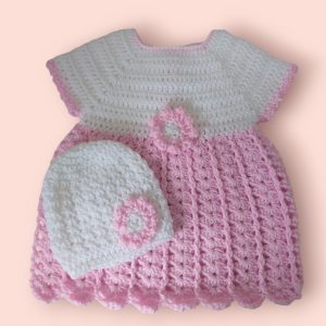 0-3 Months Baby Girl Dress And Hat Set