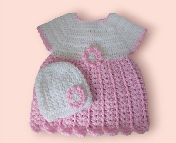 0-3 Months Baby Girl Dress And Hat Set