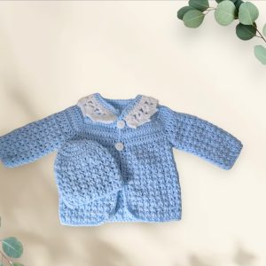 Baby boy cardigan and hat set