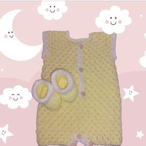 Baby Playsuit and Booties, Gender Neutral, fits a 0-3 months baby