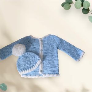 Baby boy  cardigan and hat set 0-3 months