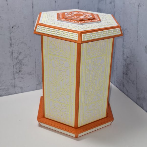 Tall Hexagonal Gift Box ( orange, yellow & white ) - Image 2