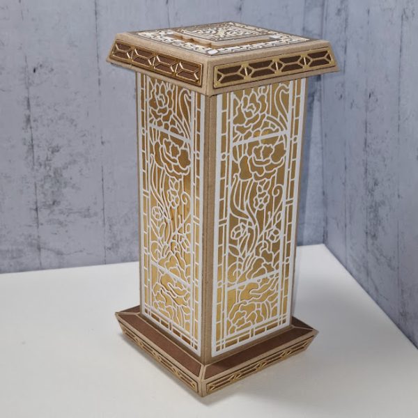 Tall Rectangle Gift Box ( white, gold & brown ) - Image 2