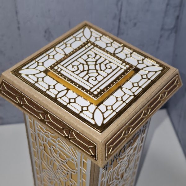 Tall Rectangle Gift Box ( white, gold & brown ) - Image 4