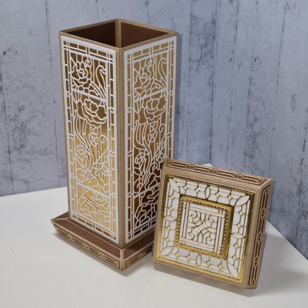 Tall Rectangle Gift Box ( white, gold & brown ) - Image 7