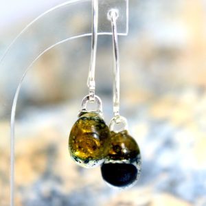 Amber and Navy coloured glass Danglers
