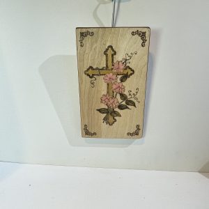 Gold Cross on Old Print. Mixed Media (C)