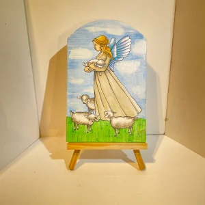 Angel with Sheep. Acrylic on board (J)