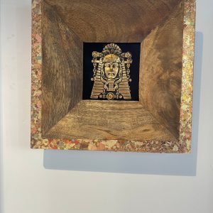 Icon. Gold icon in hardwood frame.  (F).