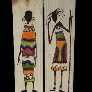African Artwork on wood 2. Pyrography. (D)