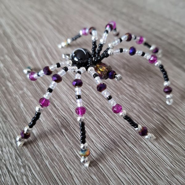 Black and Purple Beaded Spider - Image 3