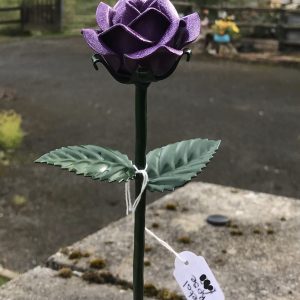 Purple handmade metal rose