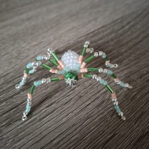 Green and Orange Beaded Spider