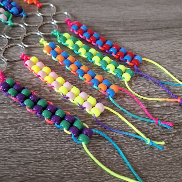 Double Beaded Fidget Keyring (Multi Coloured Cord) - Image 3
