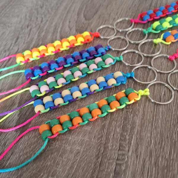 Double Beaded Fidget Keyring (Multi Coloured Cord) - Image 4