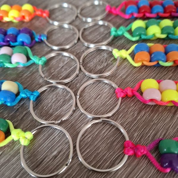 Double Beaded Fidget Keyring (Multi Coloured Cord) - Image 5