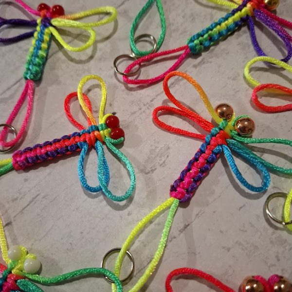 Macrame Dragonfly Keycharm (Multi Coloured Cord) - Image 2