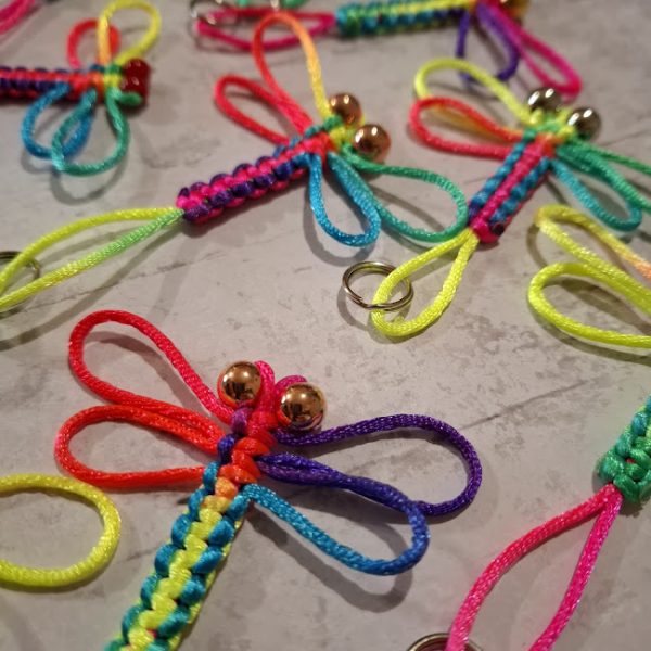 Macrame Dragonfly Keycharm (Multi Coloured Cord) - Image 3